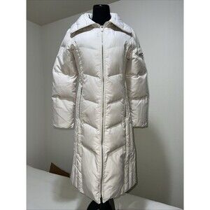 Michael Kors Long Maxi Puffer Coat Down Feather Filled Cream Ivory Womens XS